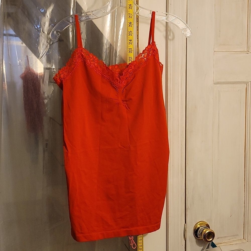 Nwot, Attention, sz L/XL, Red,  Cami, Nylon spandex, adj.spaghetti string strap.